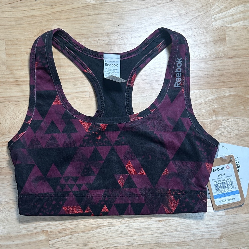 Reebok Women's Black and Purple Sports Bra